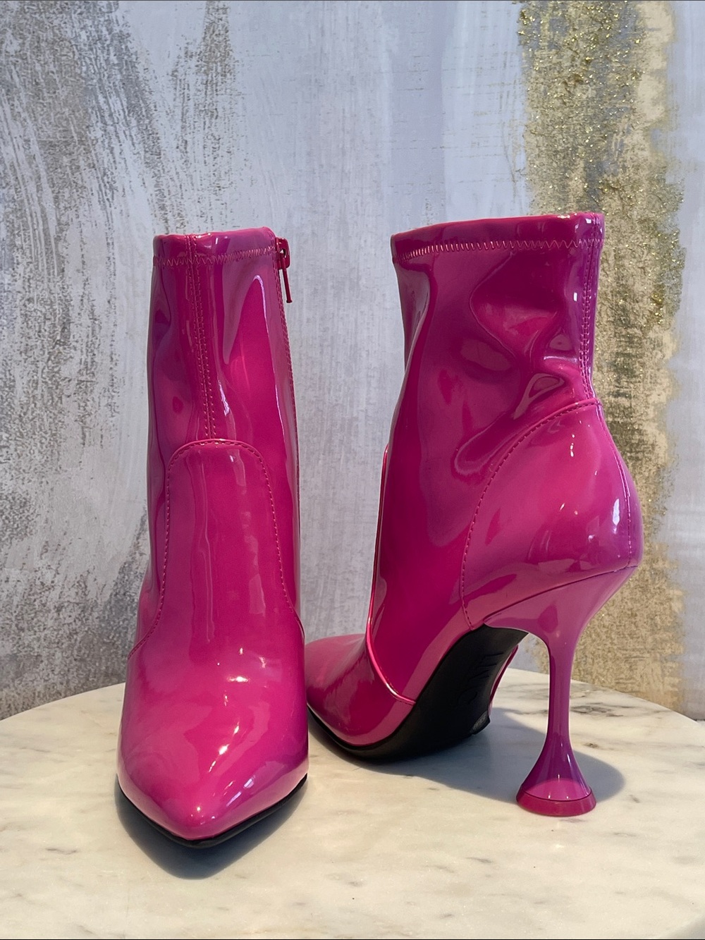 INC Ibrina Patent  Pointed-Toe Ankle Boots with sculpted heel USA 5.5